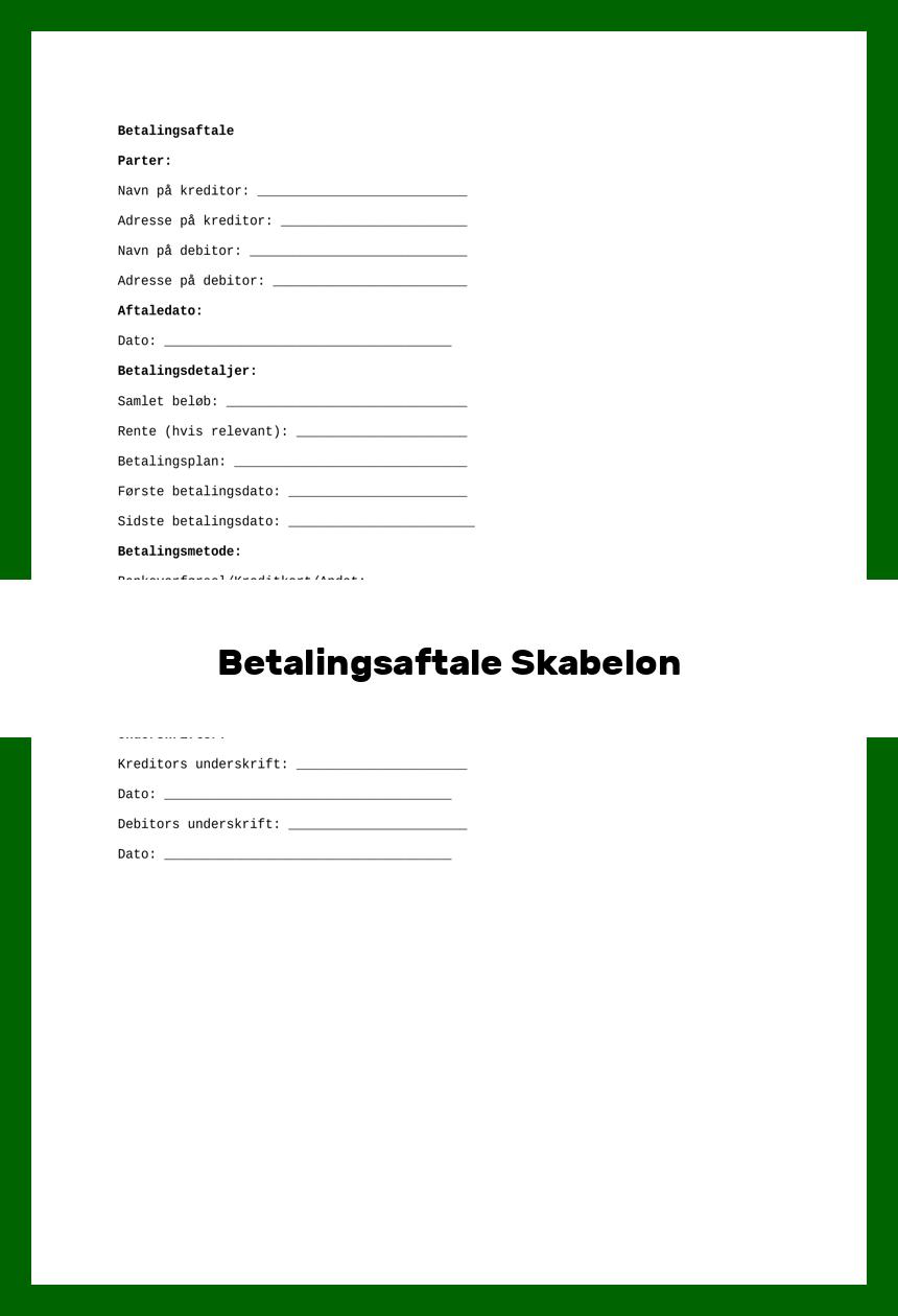 Betalingsaftale Skabelon
