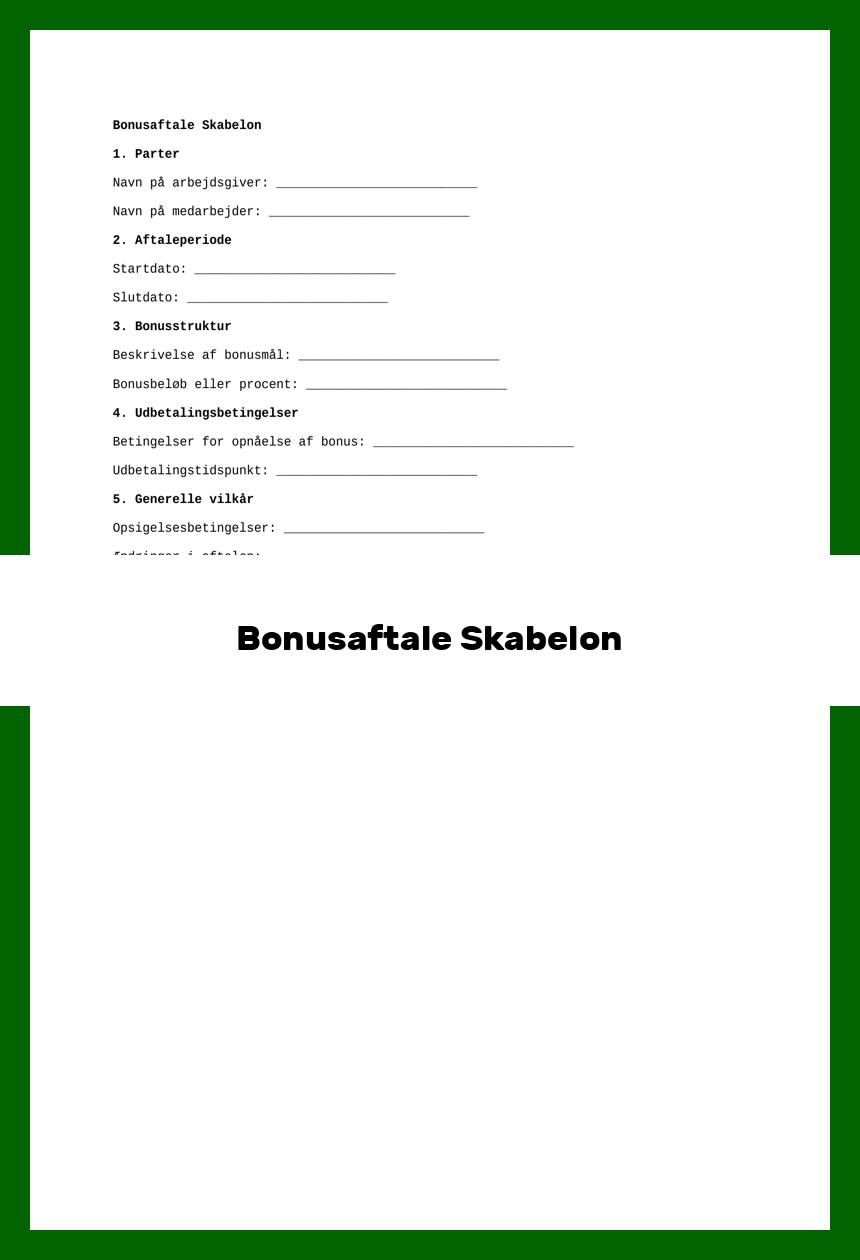 Bonusaftale Skabelon