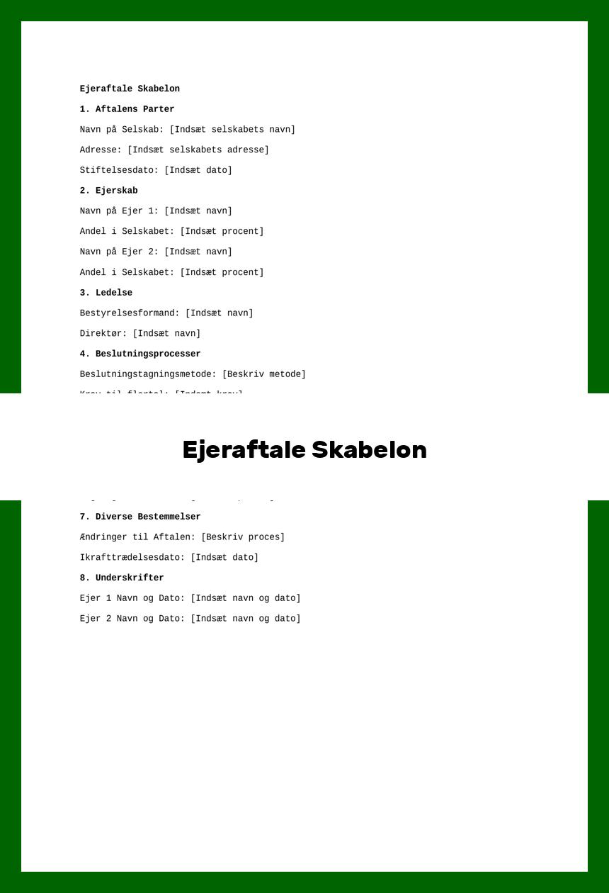 Ejeraftale Skabelon
