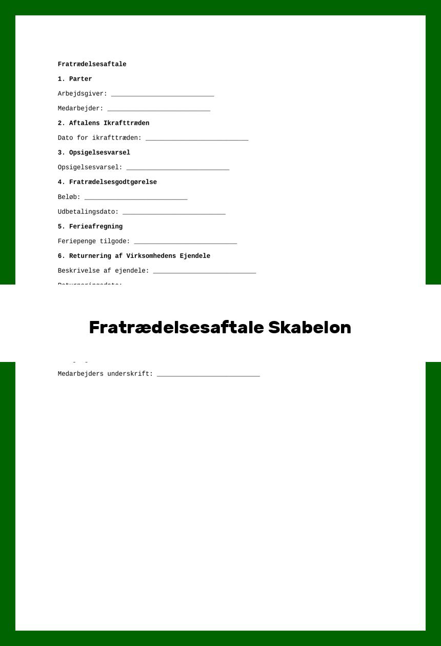 Fratrædelsesaftale Skabelon