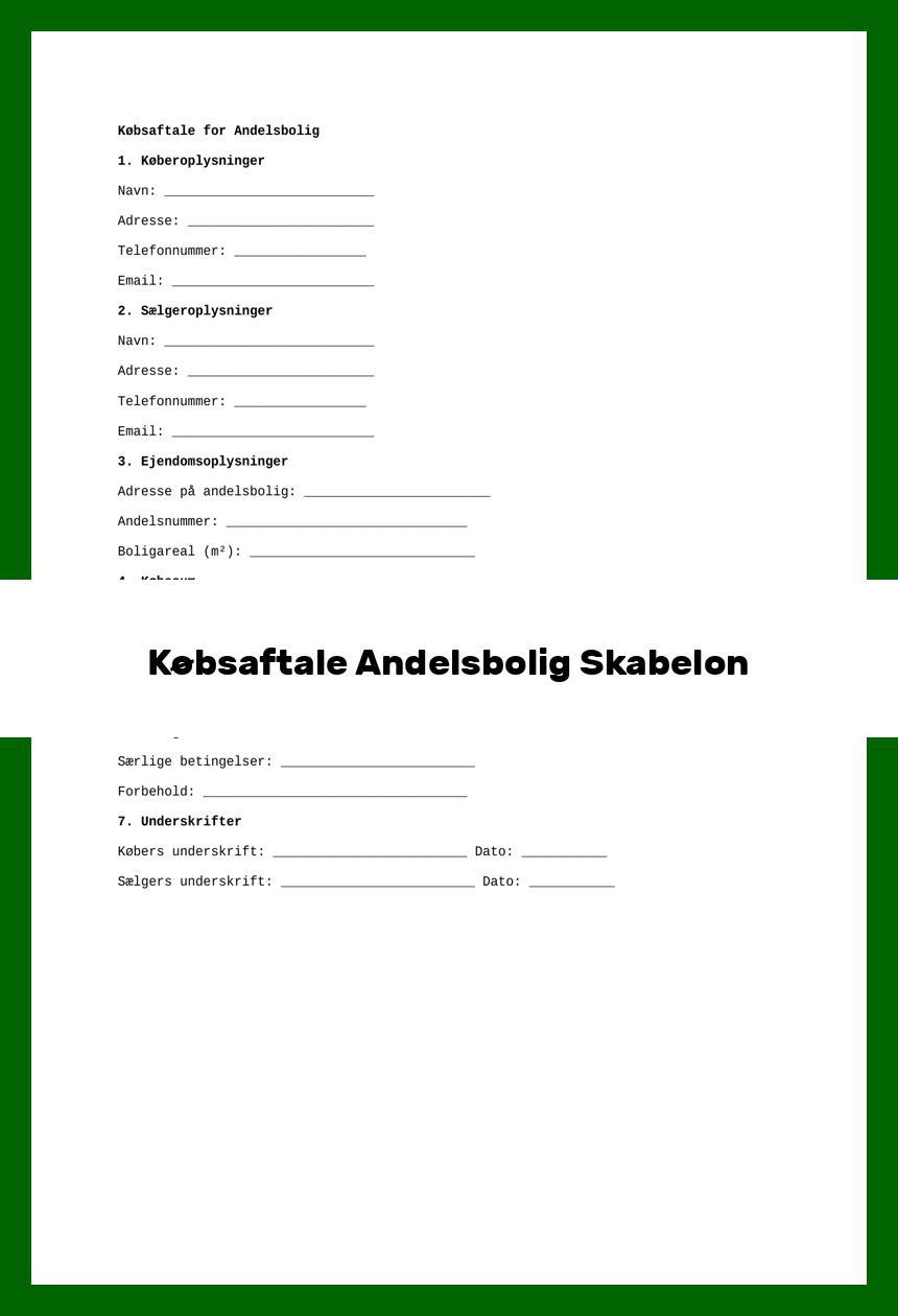 Købsaftale Andelsbolig Skabelon