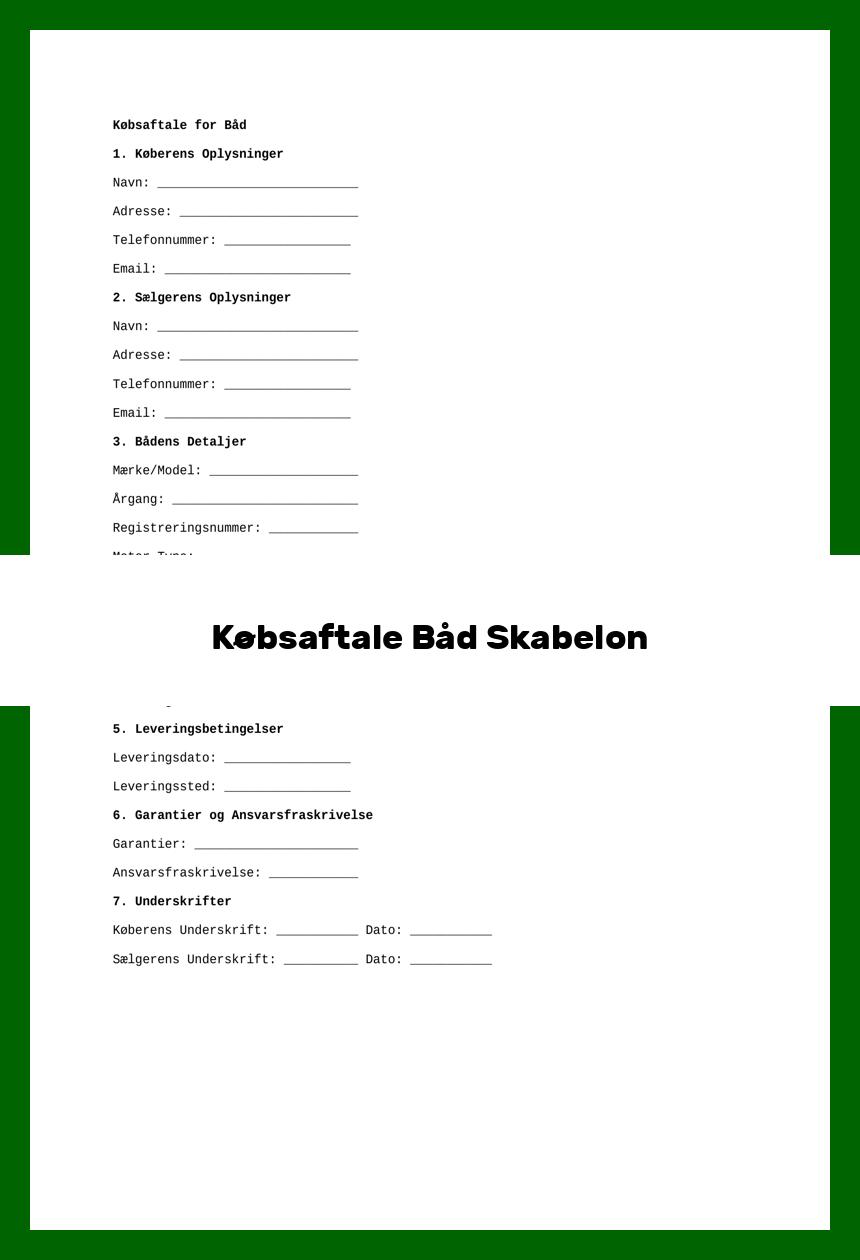 Købsaftale Båd Skabelon