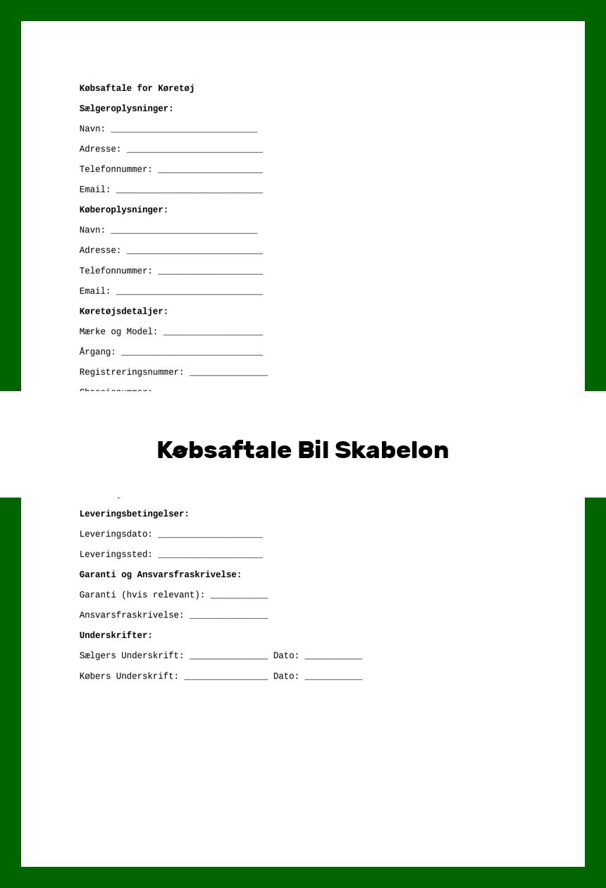 Købsaftale Bil Skabelon