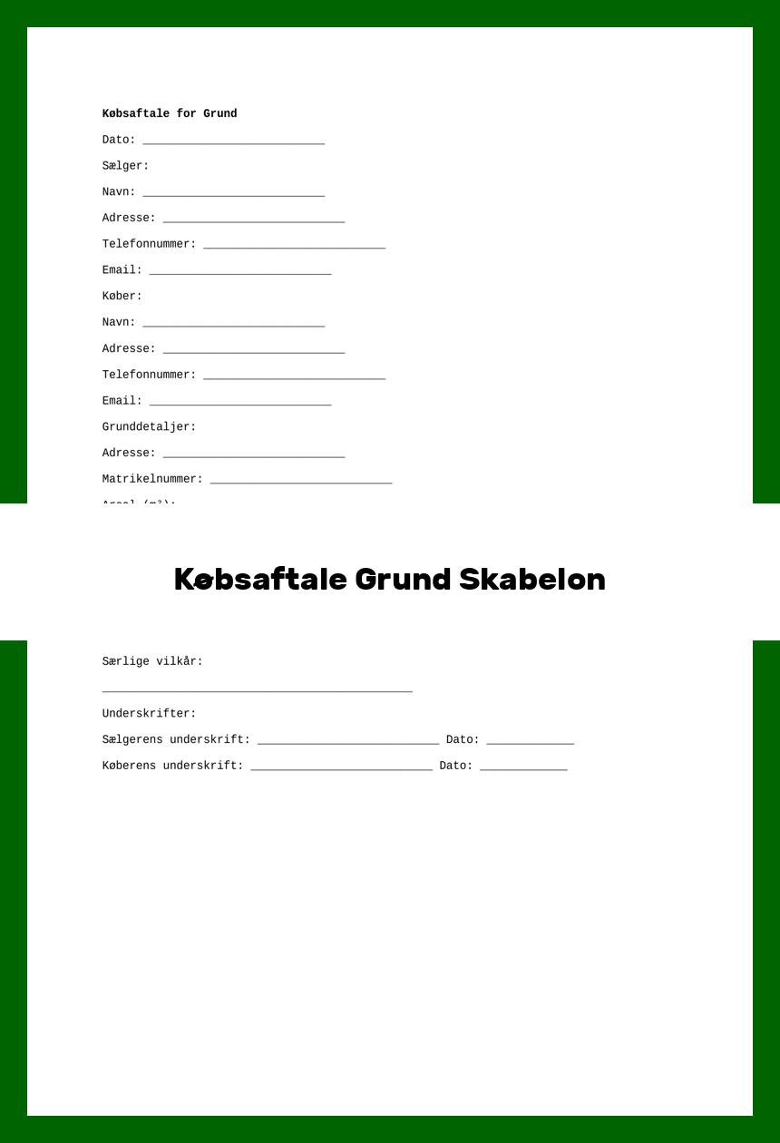 Købsaftale Grund Skabelon