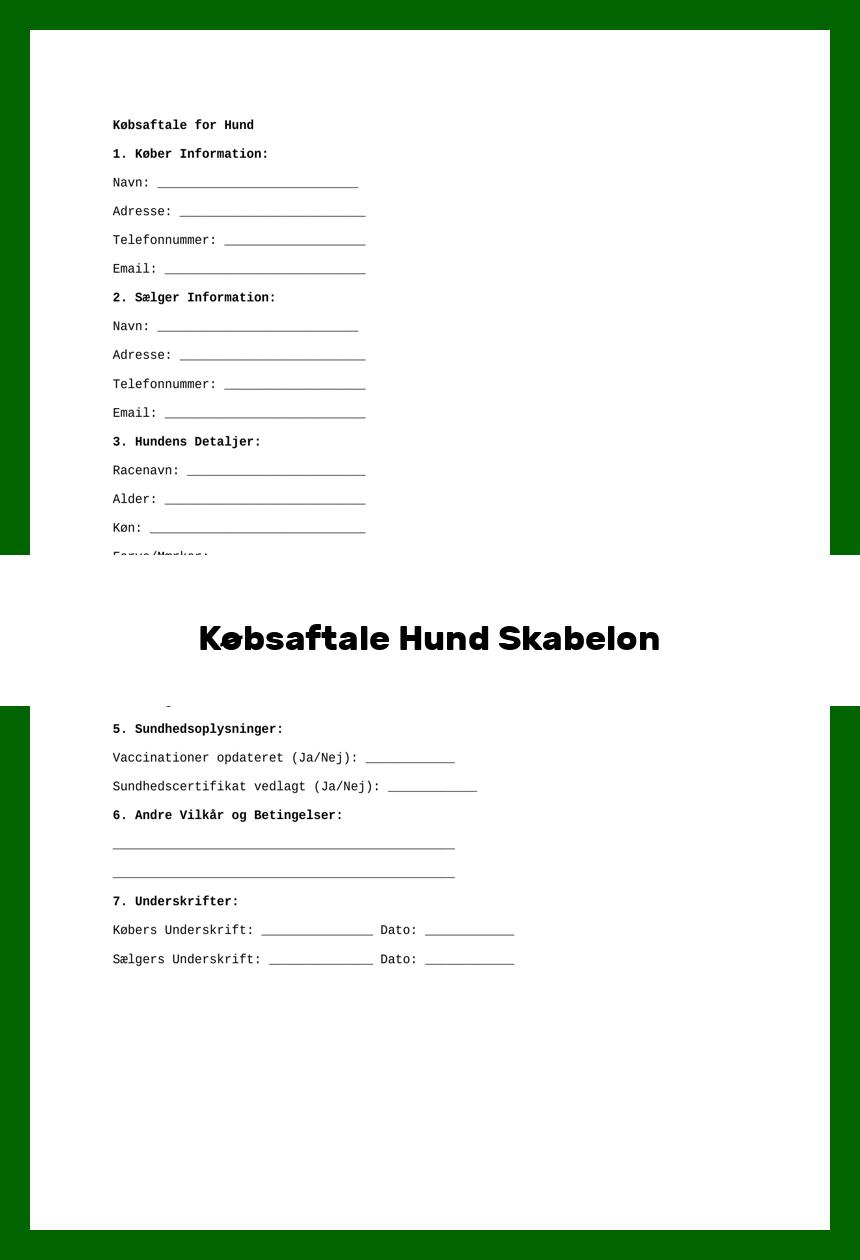 Købsaftale Hund Skabelon
