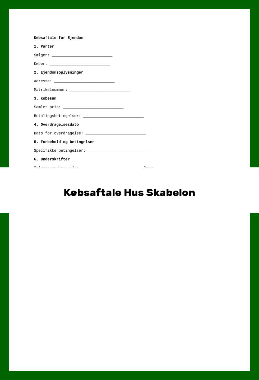 Købsaftale Hus Skabelon