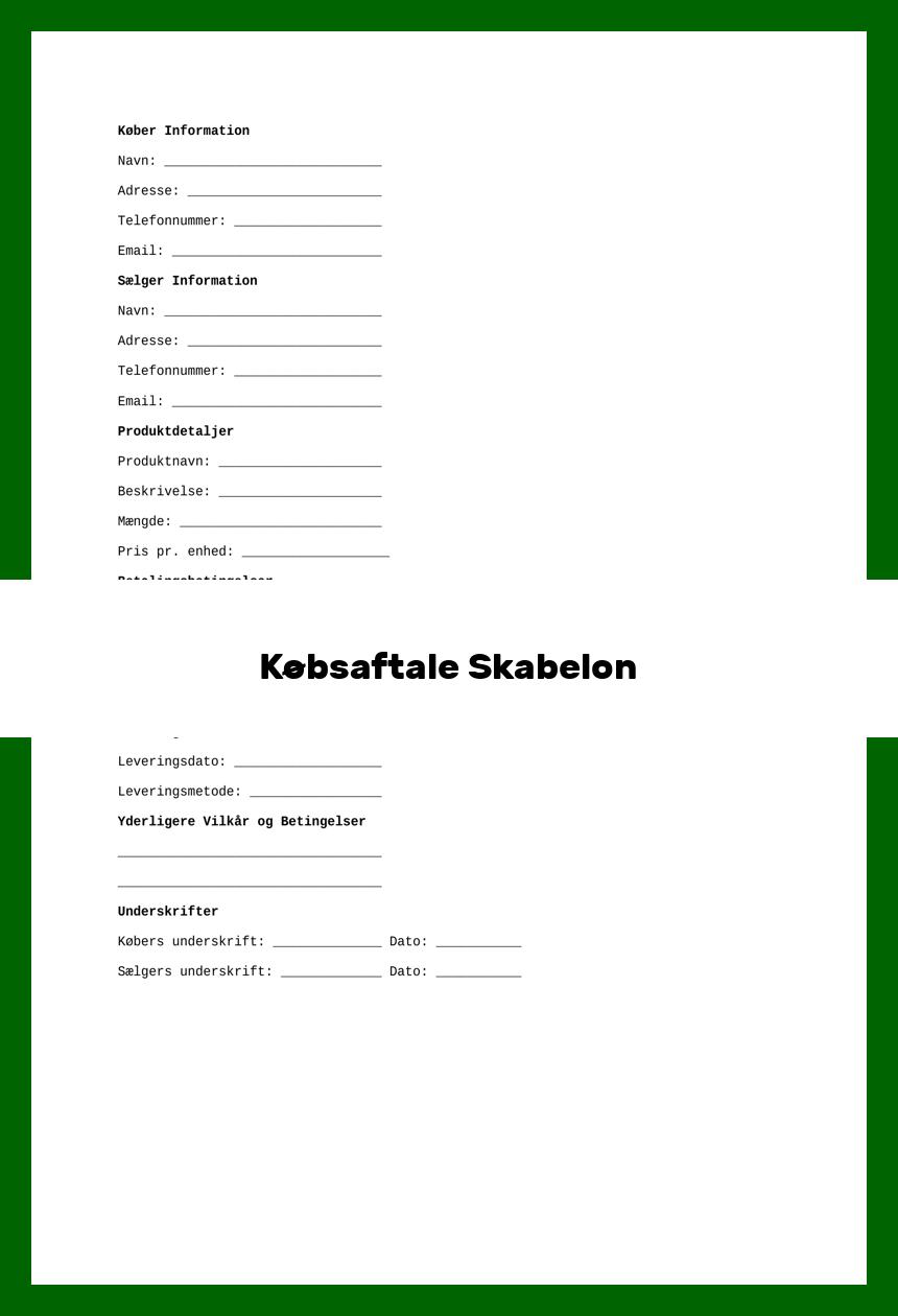 Købsaftale Skabelon