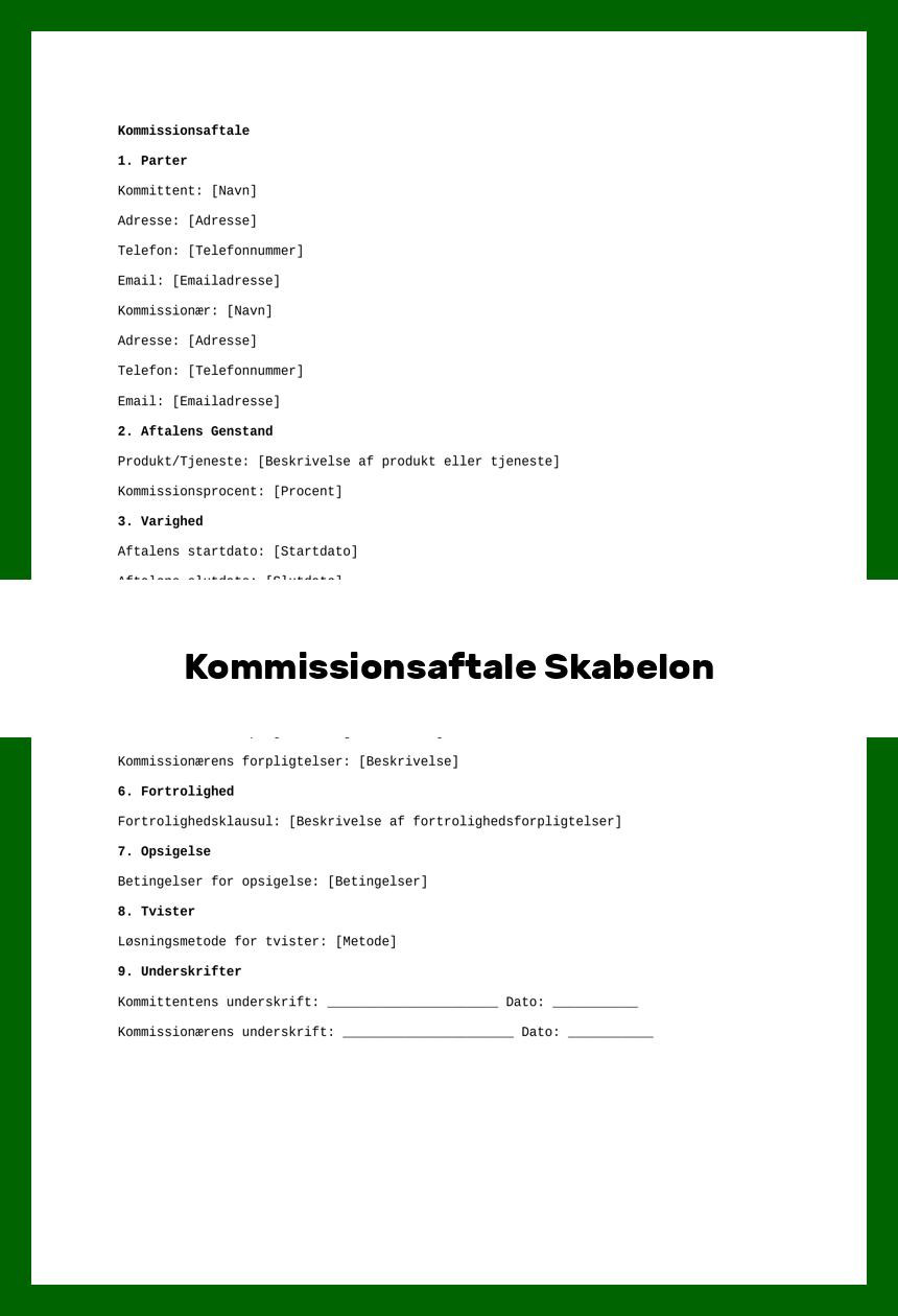 Kommissionsaftale Skabelon