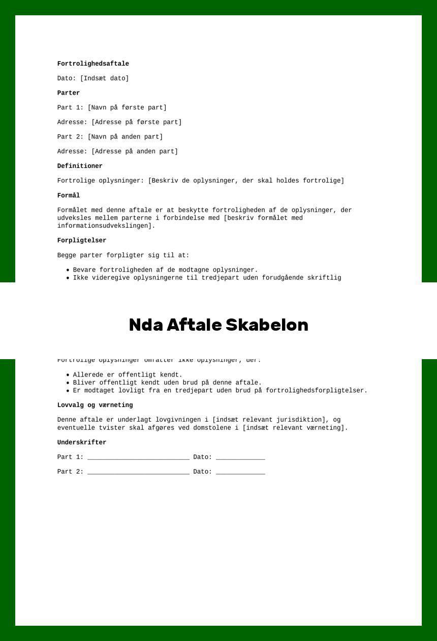 Nda Aftale Skabelon