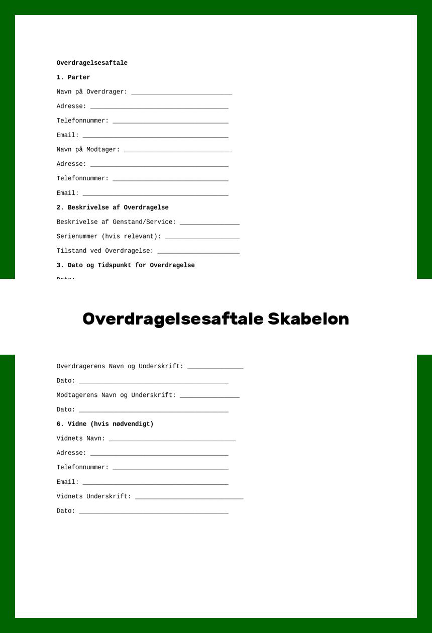 Overdragelsesaftale Skabelon