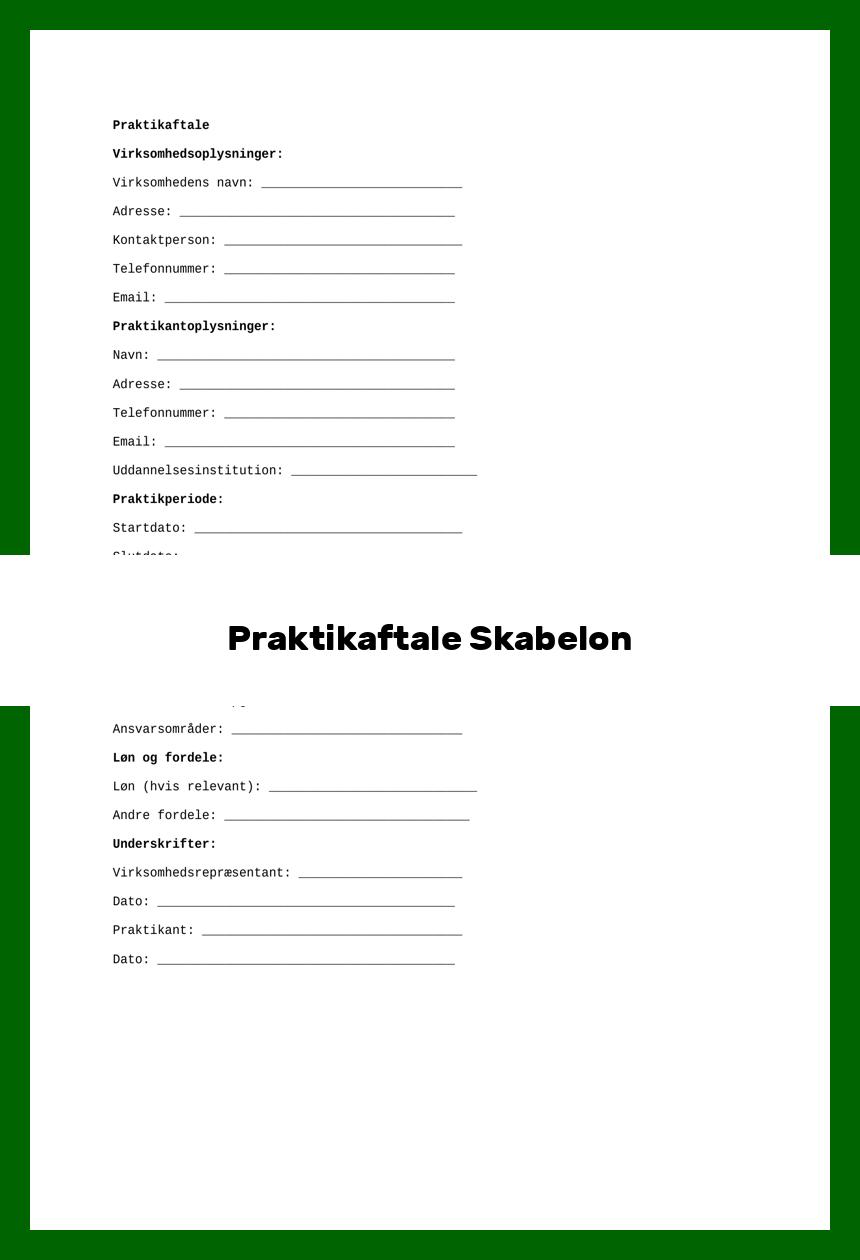 Praktikaftale Skabelon
