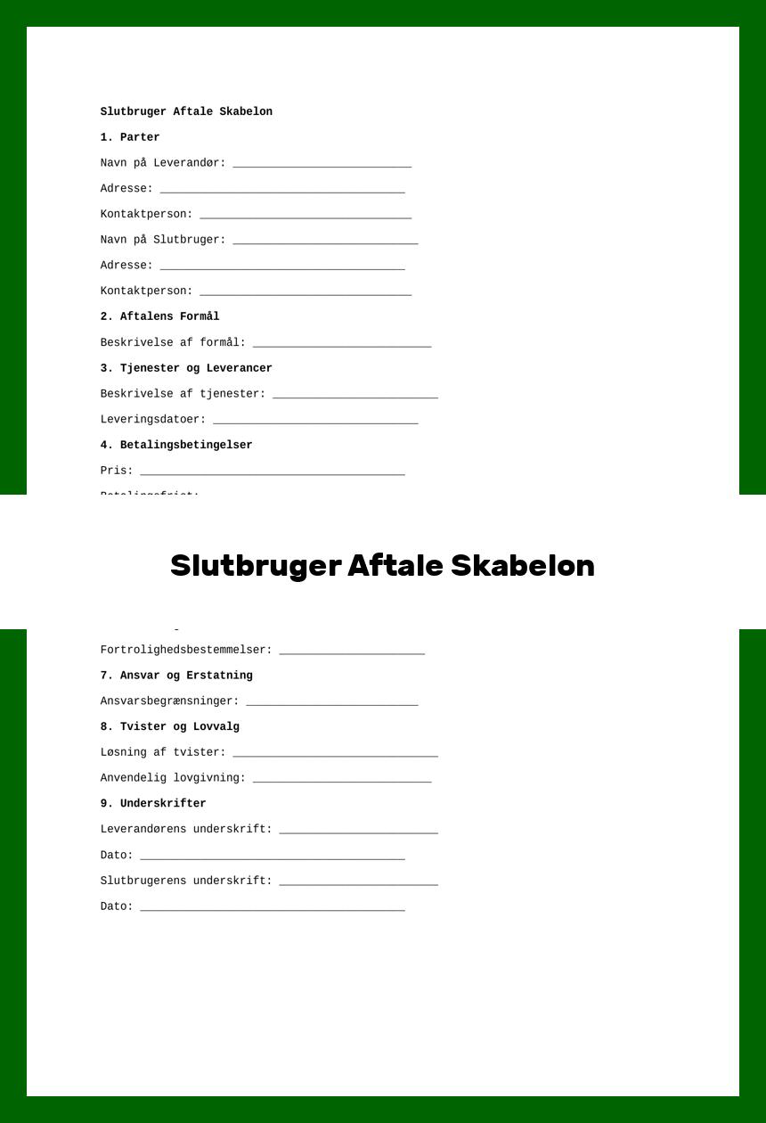Slutbruger Aftale Skabelon