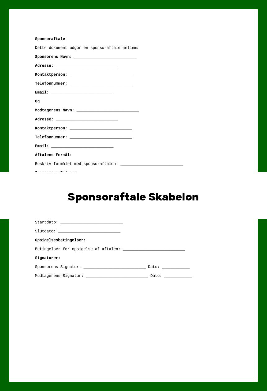 Sponsoraftale Skabelon